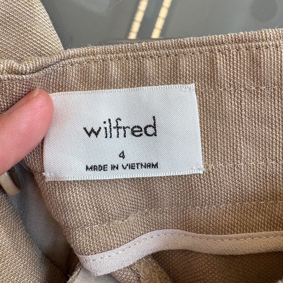 Aritzia Wilfred Tan Straight Leg High Waist Crop Pants Sustainable Linen Small - Picture 6 of 12